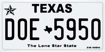 TX license plate DOE5950