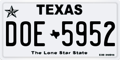 TX license plate DOE5952