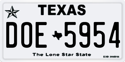 TX license plate DOE5954