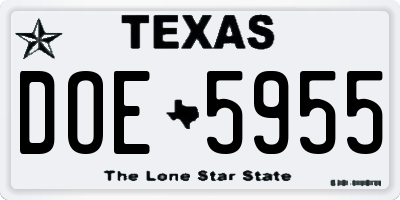 TX license plate DOE5955