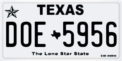TX license plate DOE5956