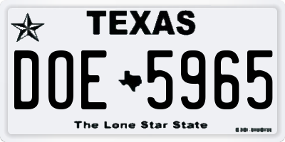 TX license plate DOE5965
