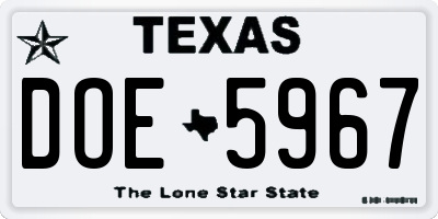 TX license plate DOE5967