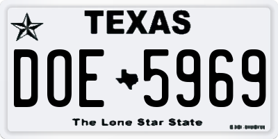 TX license plate DOE5969