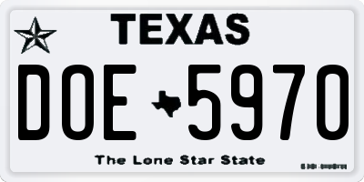 TX license plate DOE5970