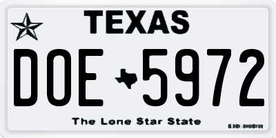 TX license plate DOE5972