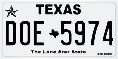 TX license plate DOE5974