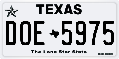 TX license plate DOE5975