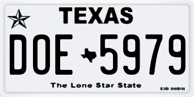 TX license plate DOE5979
