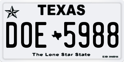 TX license plate DOE5988
