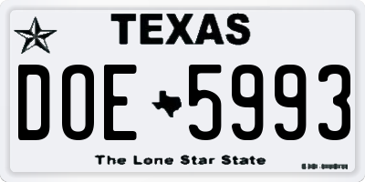 TX license plate DOE5993