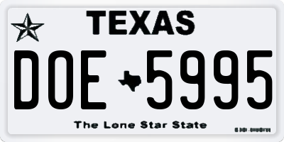 TX license plate DOE5995