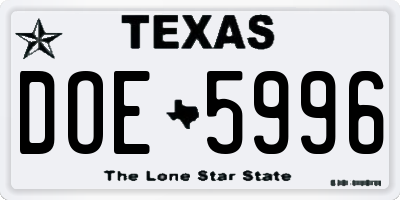 TX license plate DOE5996