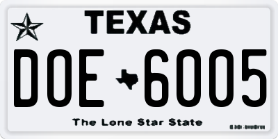 TX license plate DOE6005