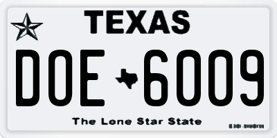 TX license plate DOE6009