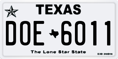 TX license plate DOE6011