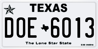 TX license plate DOE6013