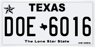 TX license plate DOE6016