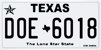 TX license plate DOE6018