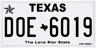 TX license plate DOE6019