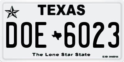 TX license plate DOE6023