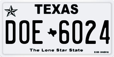 TX license plate DOE6024