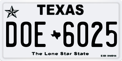 TX license plate DOE6025