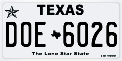 TX license plate DOE6026