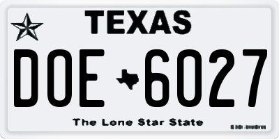 TX license plate DOE6027