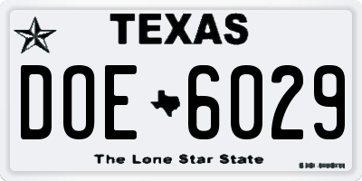 TX license plate DOE6029