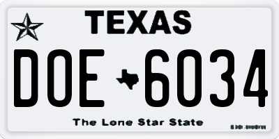 TX license plate DOE6034