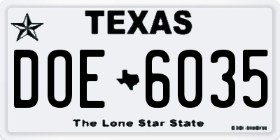 TX license plate DOE6035