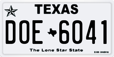 TX license plate DOE6041