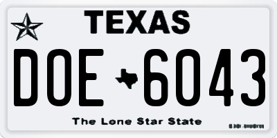 TX license plate DOE6043