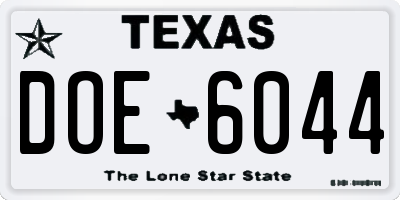 TX license plate DOE6044