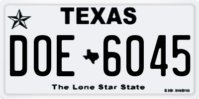 TX license plate DOE6045