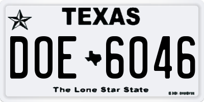 TX license plate DOE6046