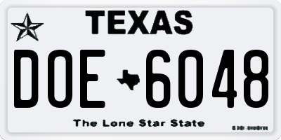 TX license plate DOE6048