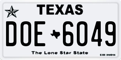 TX license plate DOE6049