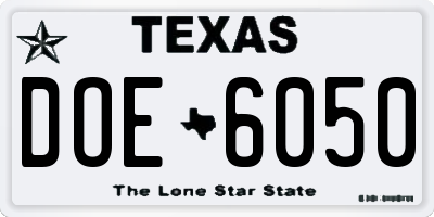 TX license plate DOE6050