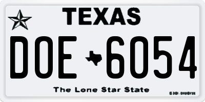 TX license plate DOE6054