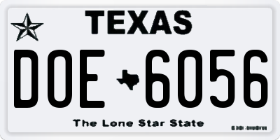 TX license plate DOE6056