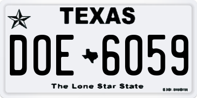 TX license plate DOE6059