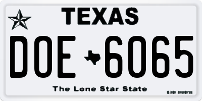 TX license plate DOE6065