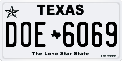 TX license plate DOE6069