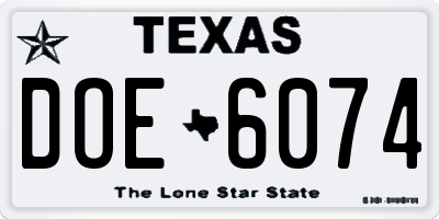 TX license plate DOE6074