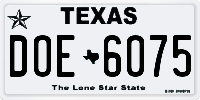 TX license plate DOE6075