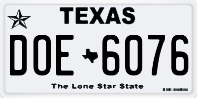 TX license plate DOE6076