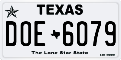 TX license plate DOE6079