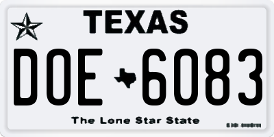 TX license plate DOE6083